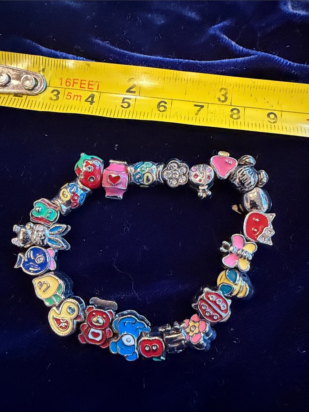 Colorful Enamel Charm Bracelet with Mixed Character Beads